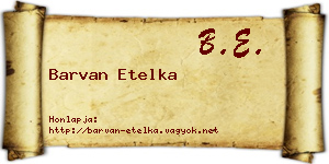 Barvan Etelka névjegykártya
